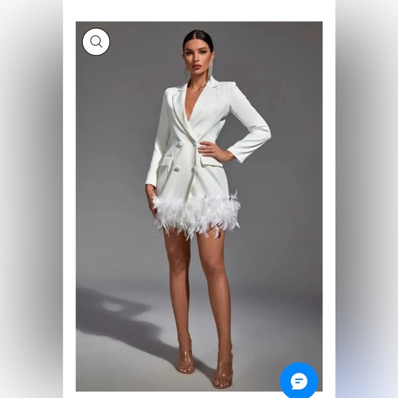 Feathered white blazer dress 🤍 - Picture 3 of 8